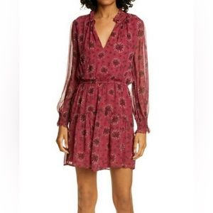 ba&sh Gizel Long Sleeve Ruffle Hem Minidress XS